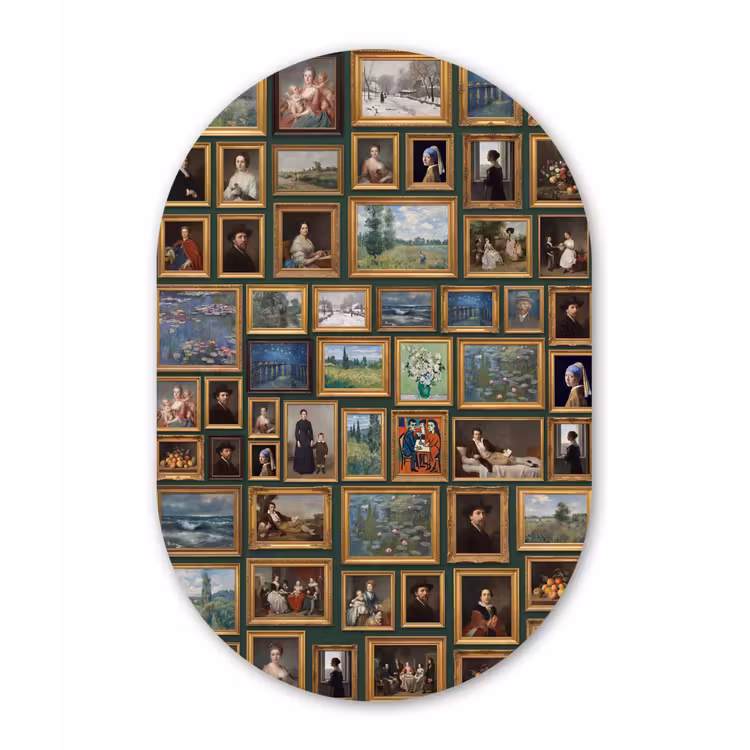 Kunst - Schilderijen - Collectie - Klassiek - Groen Wandcirkel Ovaal Forex klein -3d