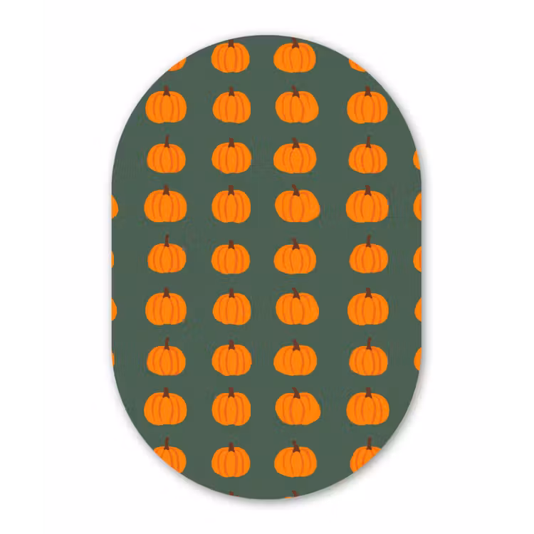 Pompoen - Patroon - Oranje Wandcirkel Ovaal Forex klein 630 -3d