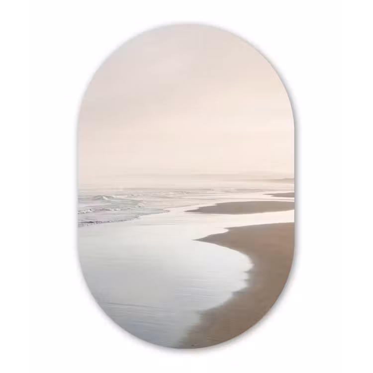Kustlijn - Strand - Oceaan Wandcirkel Ovaal Forex klein -3d