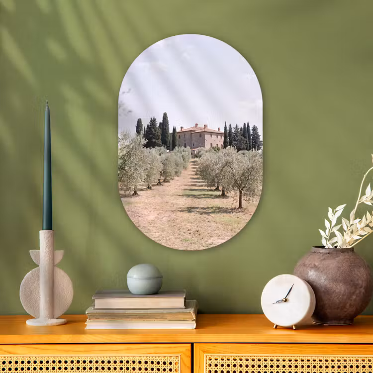 Forexbild Oval - Landhaus – Olivenbaum – Obstgarten - Landhuis - olijfboom - gaard Wandcirkel Ovaal Forex klein
