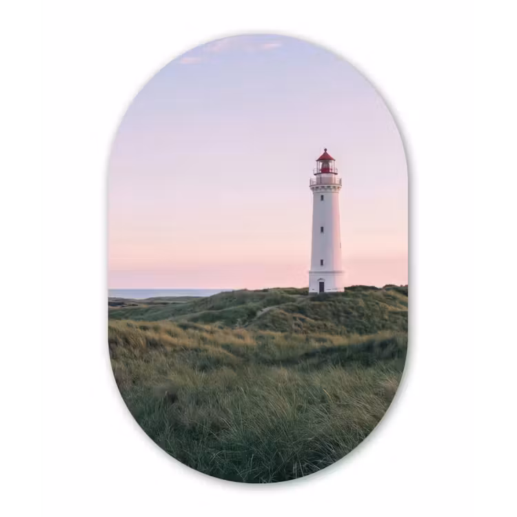 Vuurtoren - Duinlandschap - Zee Wandcirkel Ovaal Forex klein -3d