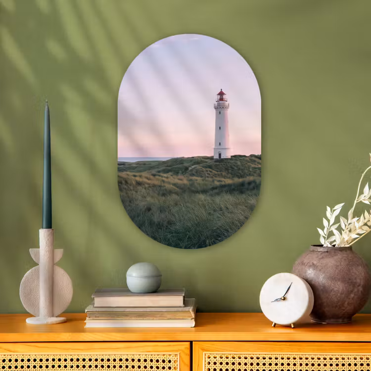 Vuurtoren - Duinlandschap - Zee Wandcirkel Ovaal Forex klein -sfeer2