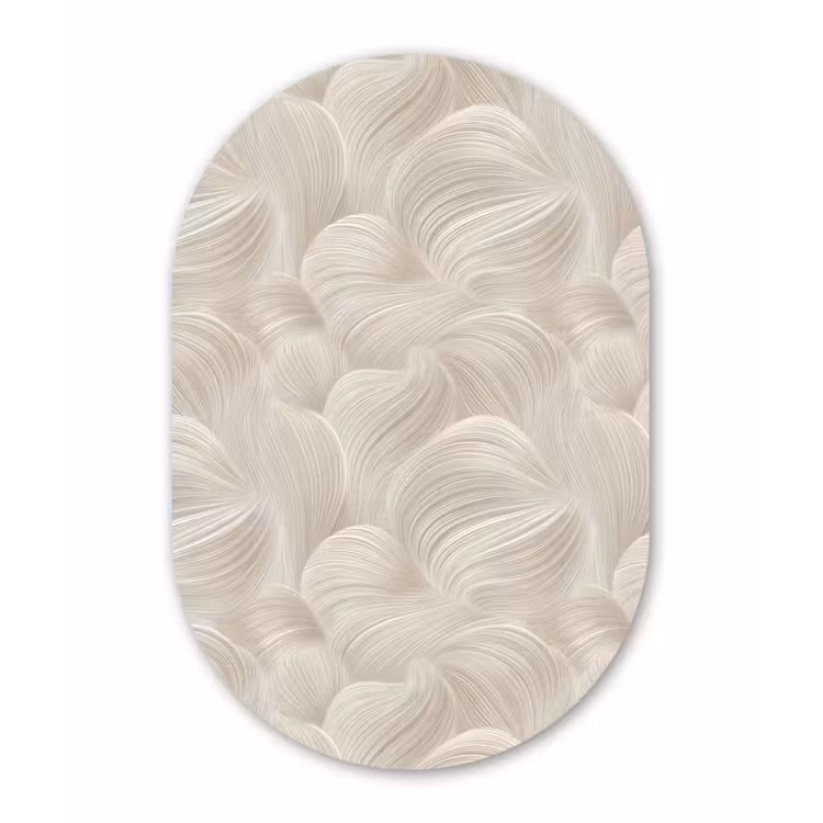 Lijnen - Waaier - Beige Wandcirkel Ovaal Forex klein 630 -3d