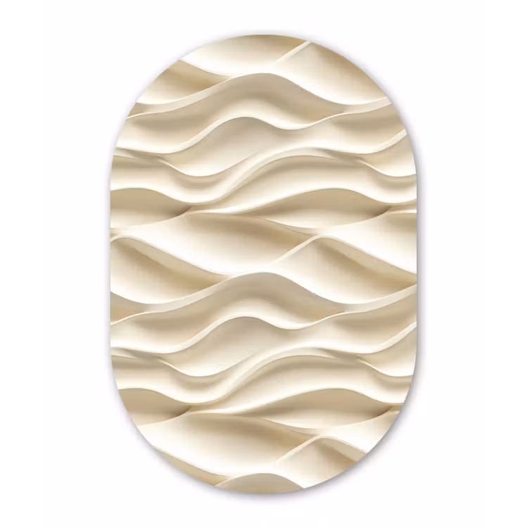 Lijnen - Golvend - Crème Wandcirkel Ovaal Forex klein 630 -3d
