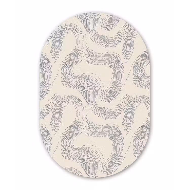 Lijnen - Patroon - Beige - Minimalistisch Wandcirkel Ovaal Forex klein 630 -3d