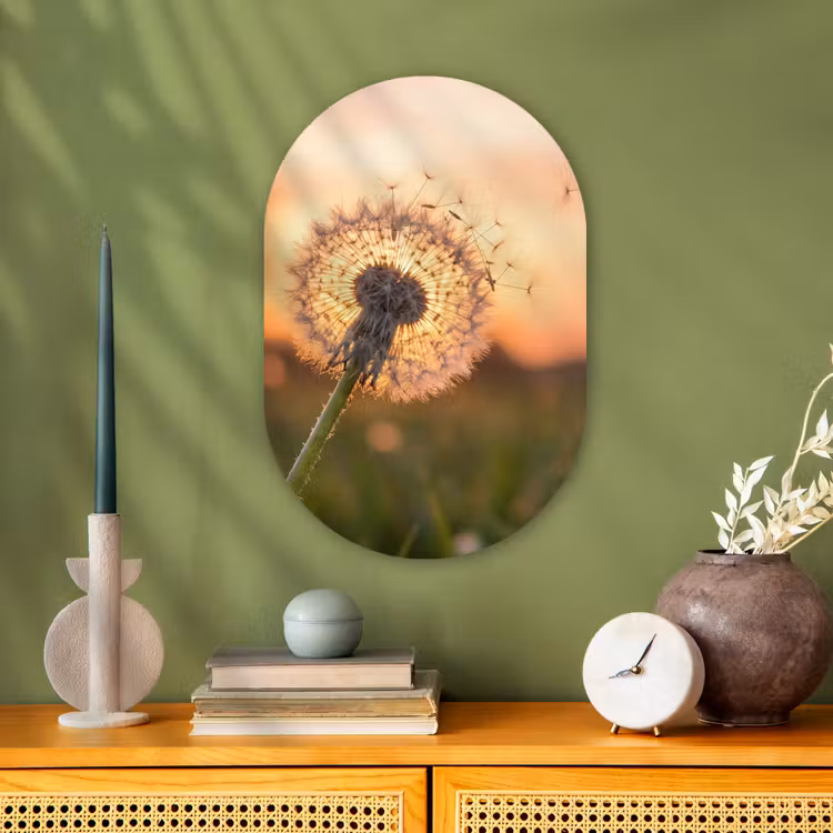 Paardenbloem - Zonsondergang - Veld Wandcirkel Ovaal Forex klein -sfeer2