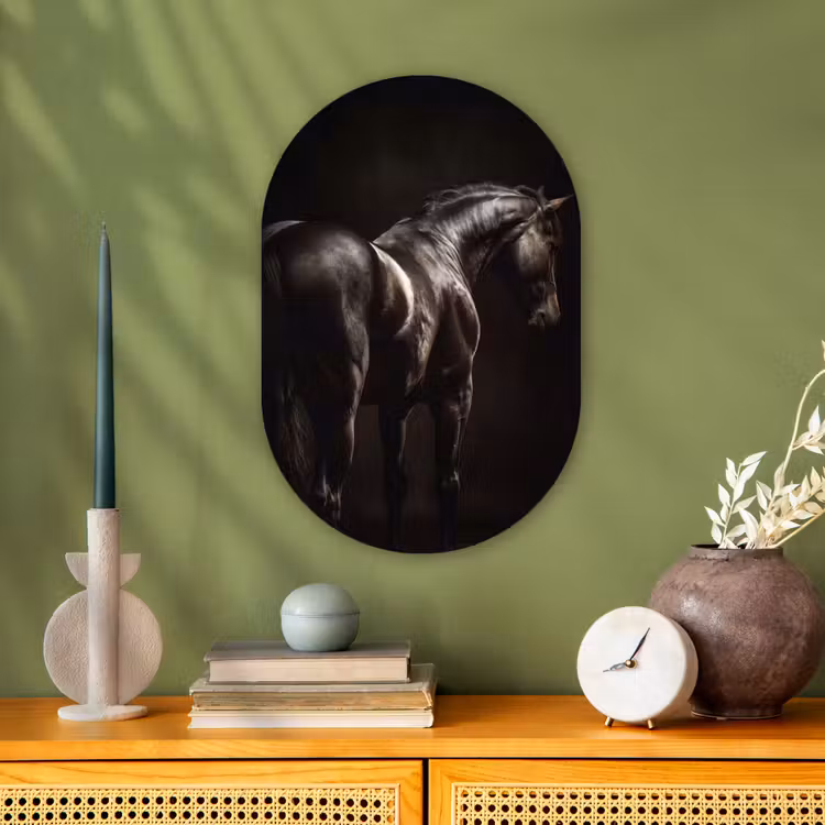 Krachtig - Paard - Donker Wandcirkel Ovaal Forex klein -sfeer2