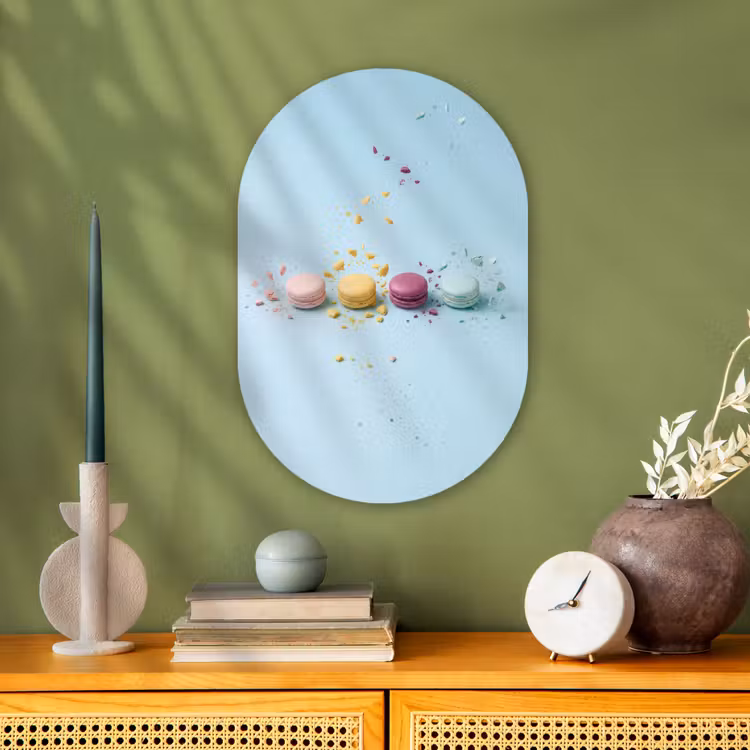 Macarons - Kleurrijk - Pastel Wandcirkel Ovaal Forex klein -sfeer2