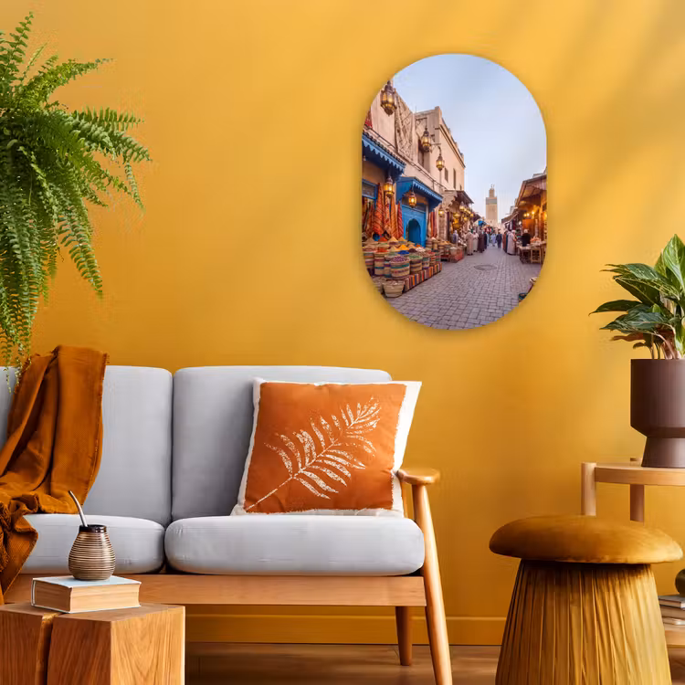 Forexbild Oval - Markt – Orientalisch – Farbenfroh - Markt - Oosters - Kleurrijk Wandcirkel Ovaal Forex klein