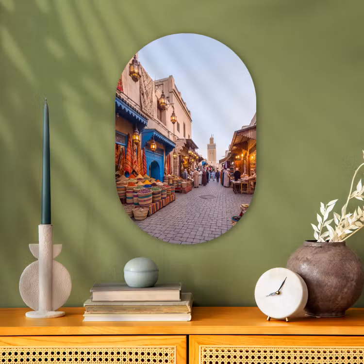 Forexbild Oval - Markt – Orientalisch – Farbenfroh - Markt - Oosters - Kleurrijk Wandcirkel Ovaal Forex klein