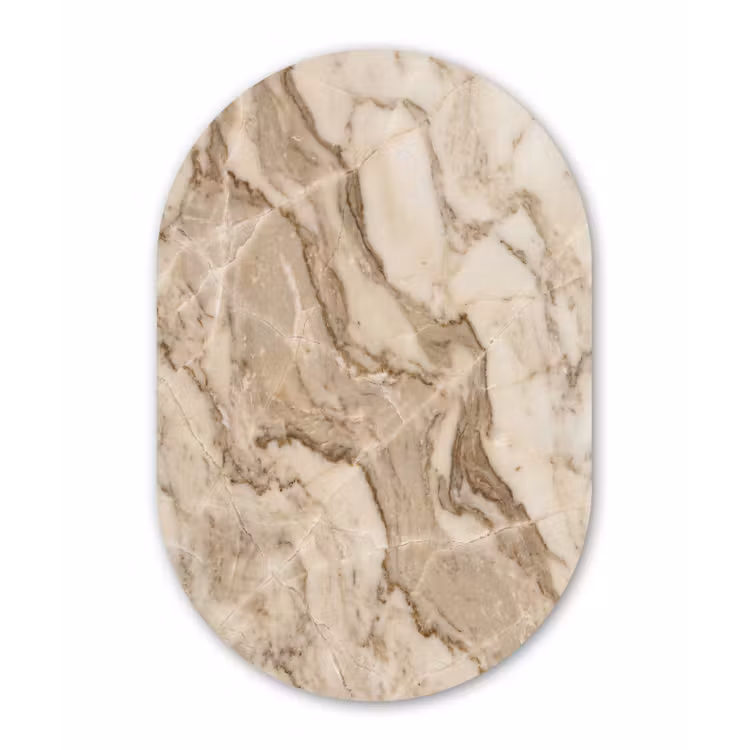 Marmer - Aderen - Textuur - Beige - Modern Wandcirkel Ovaal Forex klein -3d
