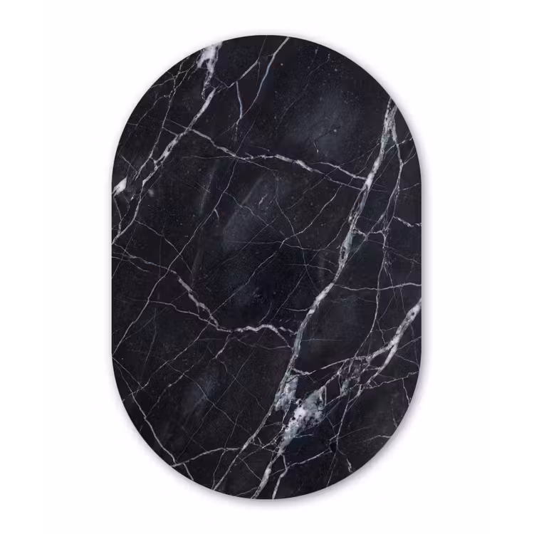 Marmer - Patroon - Modern - Zwart - Wit Wandcirkel Ovaal Forex klein -3d