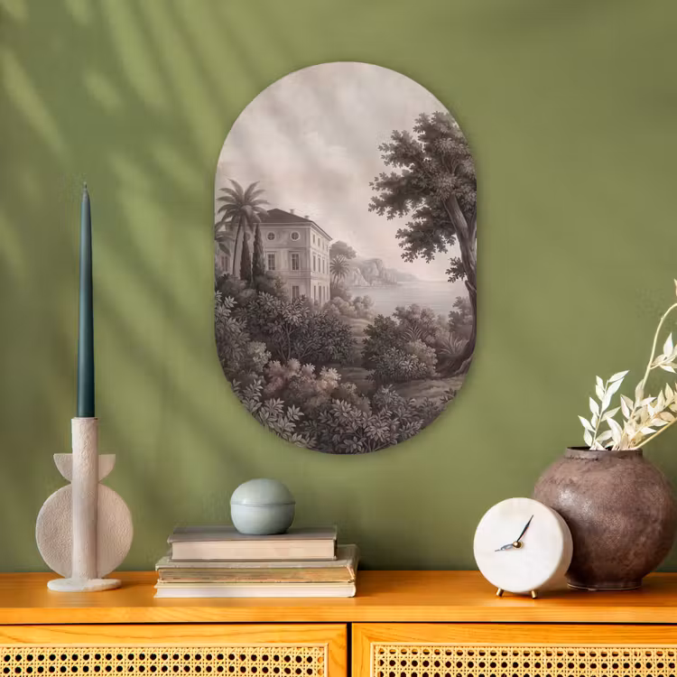 Zee - Villa - Beige Wandcirkel Ovaal Forex klein -sfeer2