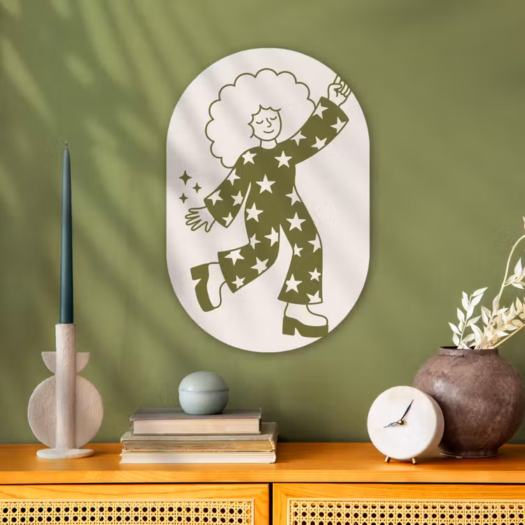 Mensen - Dansend - Feest - Vintage - Groen Wandcirkel Ovaal Forex klein -sfeer2