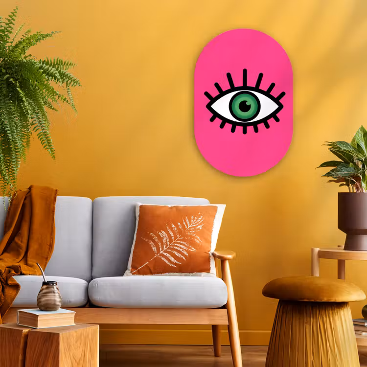 Minimalistisch - Oog - Roze Wandcirkel Ovaal Forex klein -sfeer4