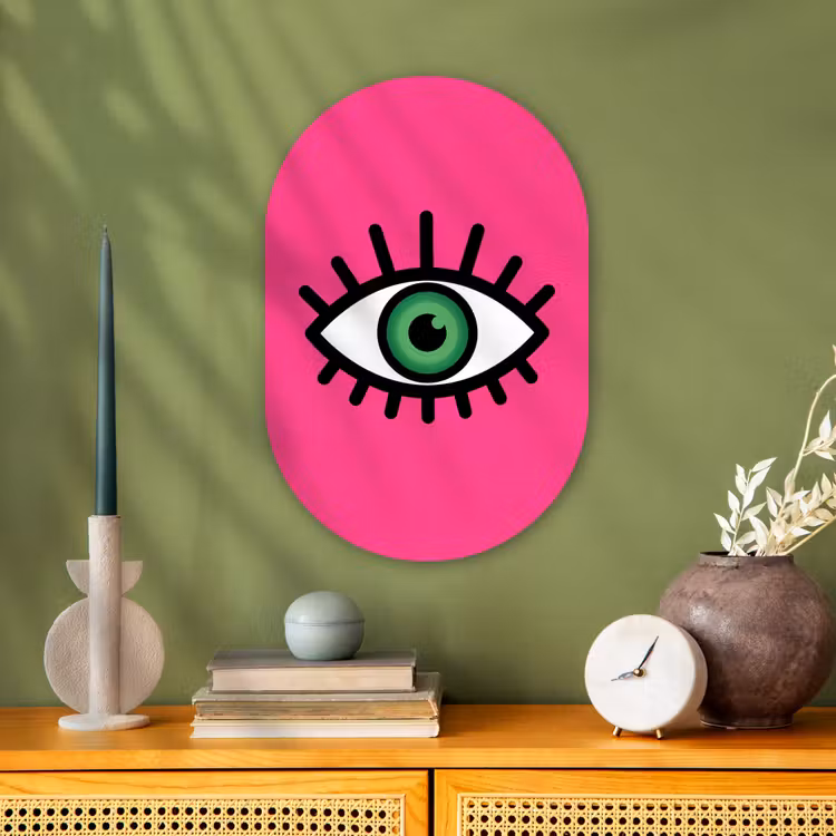 Minimalistisch - Oog - Roze Wandcirkel Ovaal Forex klein -sfeer2
