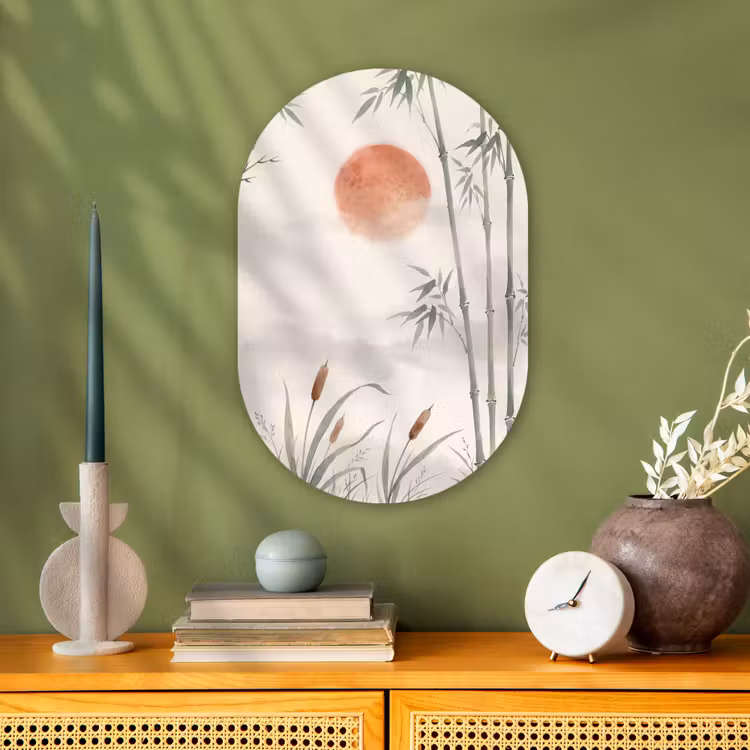 Minimalistisch - Bamboe - Groen Wandcirkel Ovaal Forex klein -sfeer2