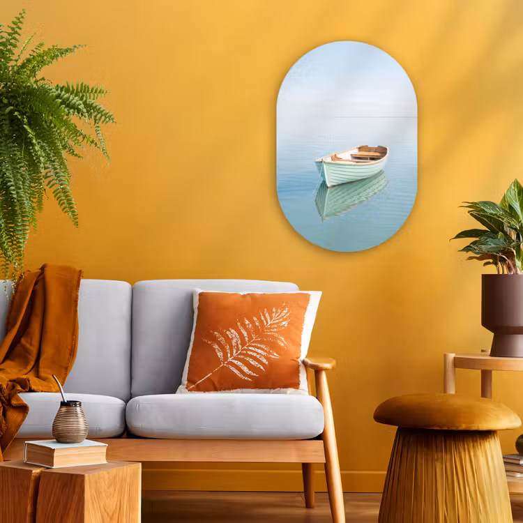Minimalistisch - Boot - Zee Wandcirkel Ovaal Forex klein -sfeer4
