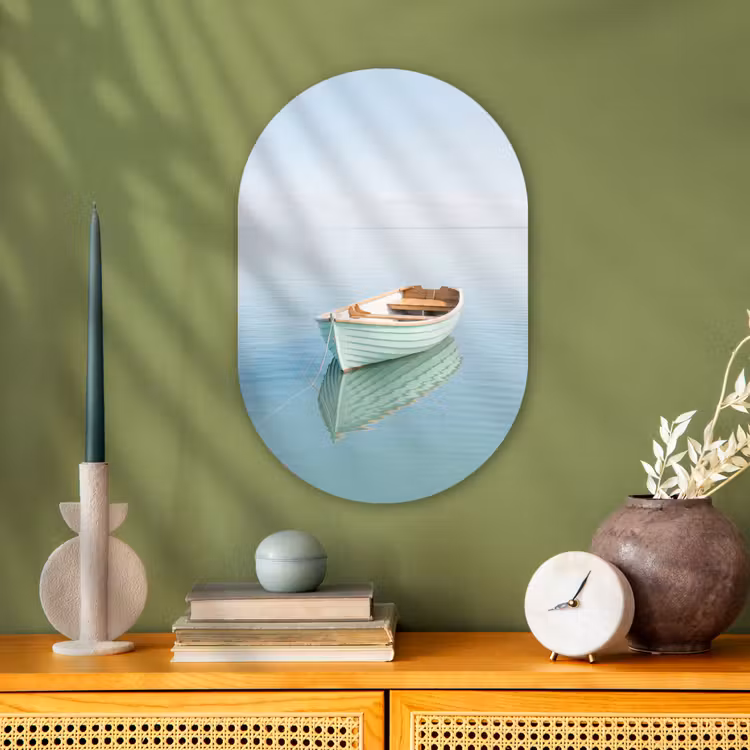 Minimalistisch - Boot - Zee Wandcirkel Ovaal Forex klein -sfeer2