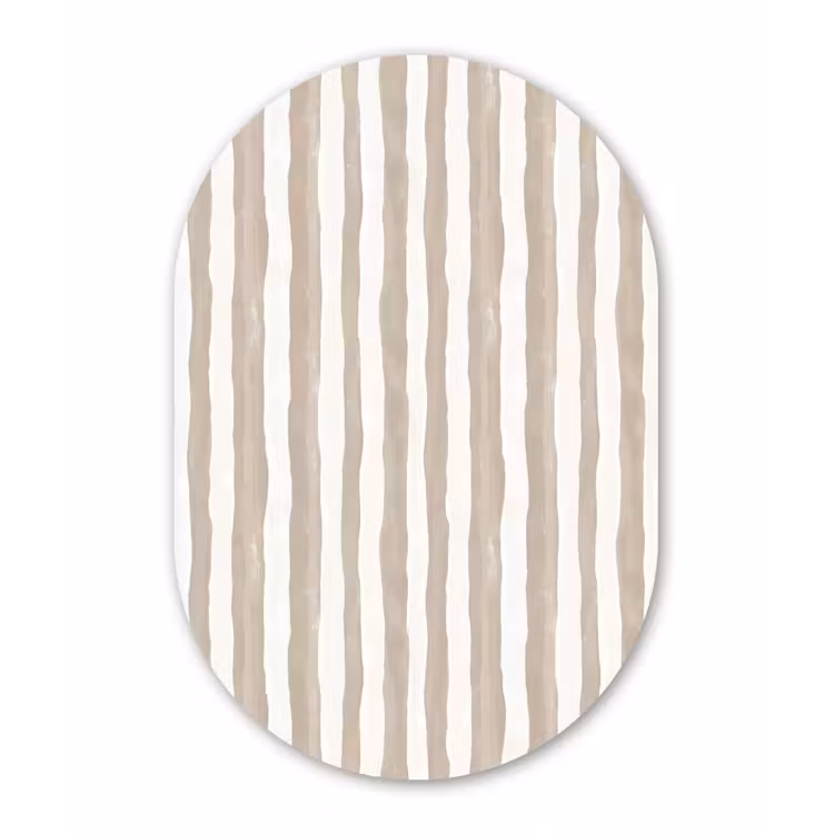 Minimalistisch - Strepen - Beige Wandcirkel Ovaal Forex klein 630 -3d
