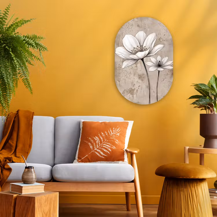 Modern - Design - Wit Wandcirkel Ovaal Forex klein -sfeer4