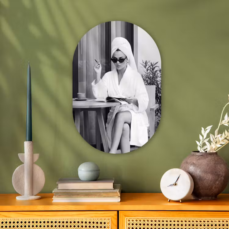 Modern - Vrouw - Zwart - Wit Wandcirkel Ovaal Forex klein -sfeer2