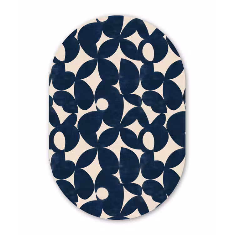 Modern - Geometrisch - Blauw Wandcirkel Ovaal Forex klein 630 -3d