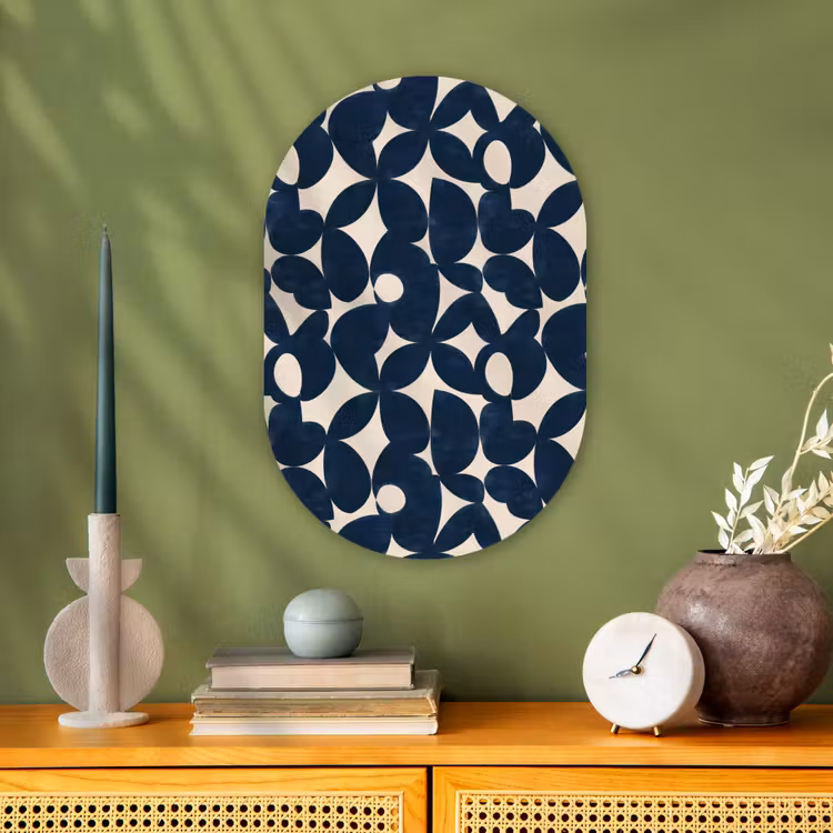 Modern - Geometrisch - Blauw Wandcirkel Ovaal Forex klein 630 -sfeer2