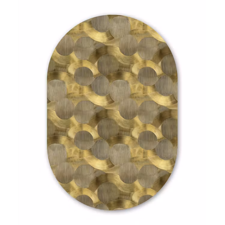 Modern - Geometrisch - Goud Wandcirkel Ovaal Forex klein 630 -3d
