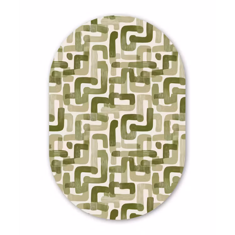 Modern - Grafisch - Groen Wandcirkel Ovaal Forex klein 630 -3d