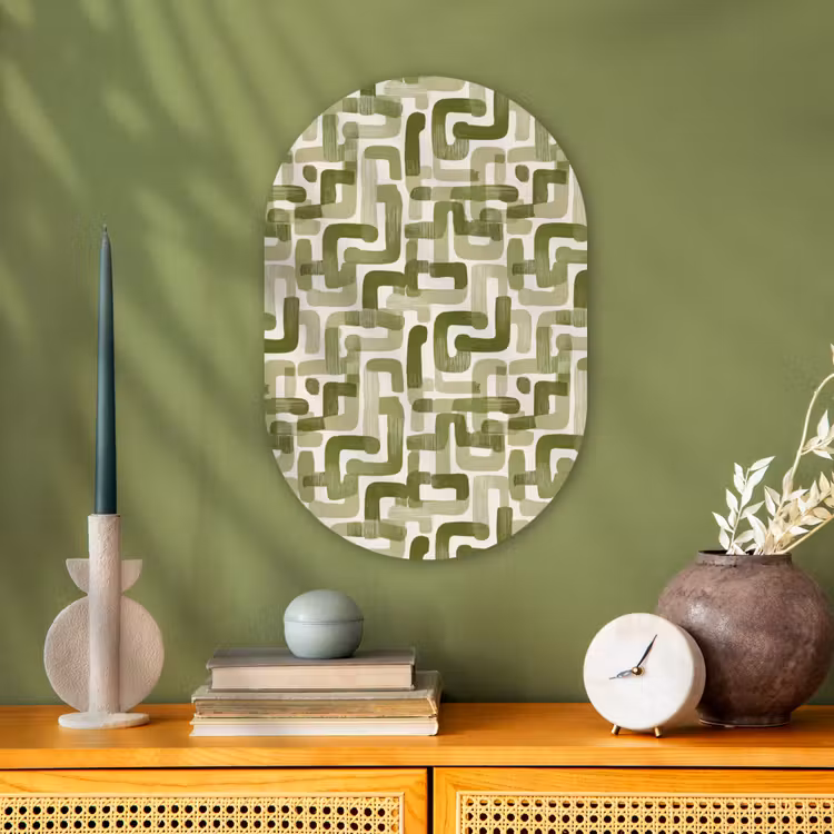 Modern - Grafisch - Groen Wandcirkel Ovaal Forex klein 630 -sfeer2