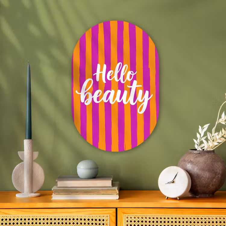 Modern - Hello - Oranje Wandcirkel Ovaal Forex klein -sfeer2