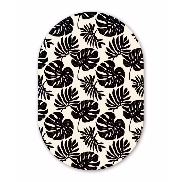 Modern - Monstera - Zwart Wandcirkel Ovaal Forex klein 630 -3d