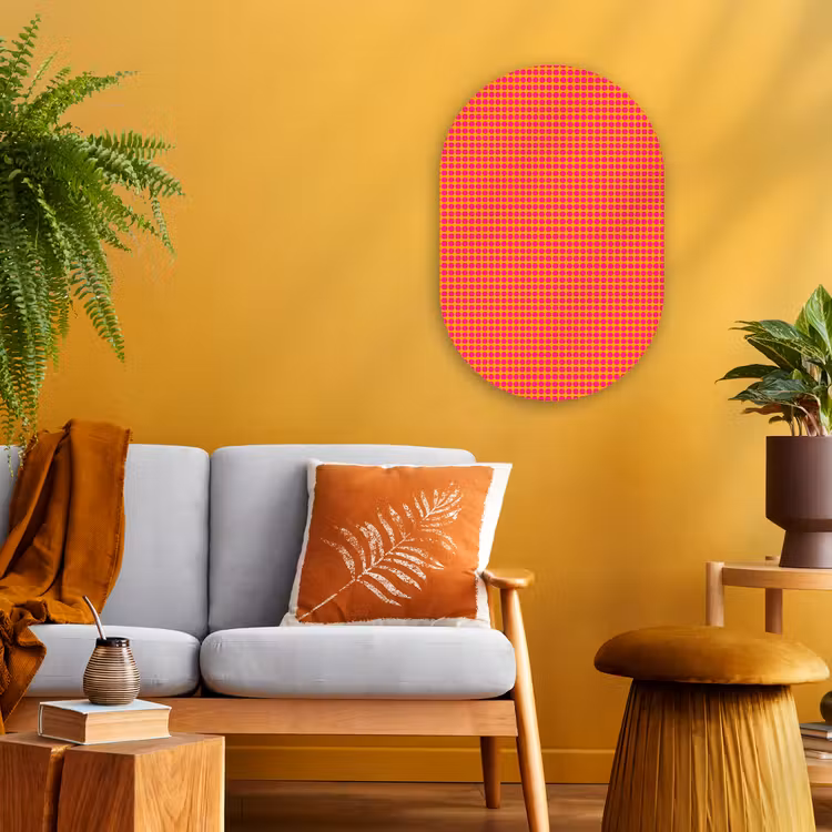 Modern - Stippen - Oranje Wandcirkel Ovaal Forex klein 630 -sfeer4