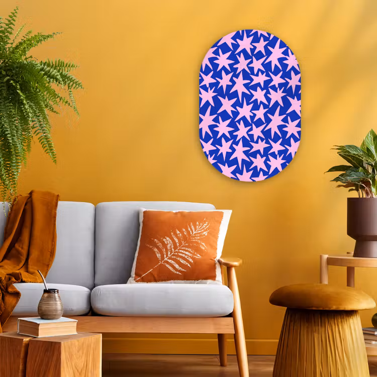 Modern - Sterren - Blauw Wandcirkel Ovaal Forex klein 630 -sfeer4