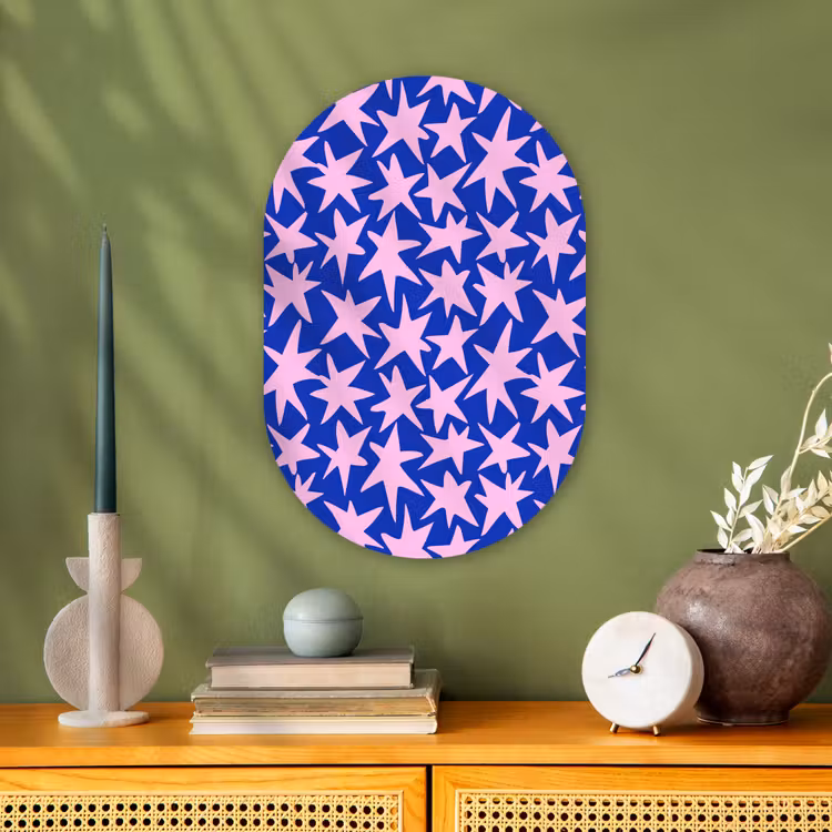 Modern - Sterren - Blauw Wandcirkel Ovaal Forex klein 630 -sfeer2