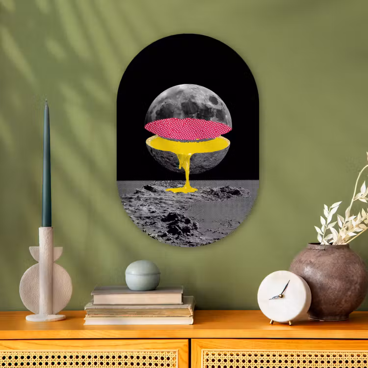 Maan - Geel - Roze - Zwart Wandcirkel Ovaal Forex klein -sfeer2