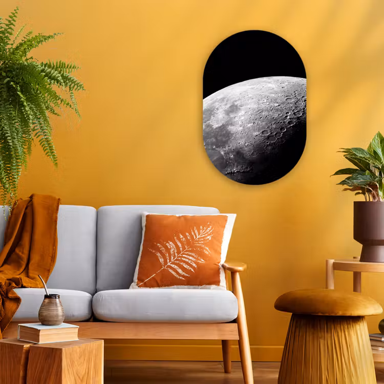 Forexbild Oval - Mond – Krater – Weltraum - Maan - Kraters - Ruimte Wandcirkel Ovaal Forex klein