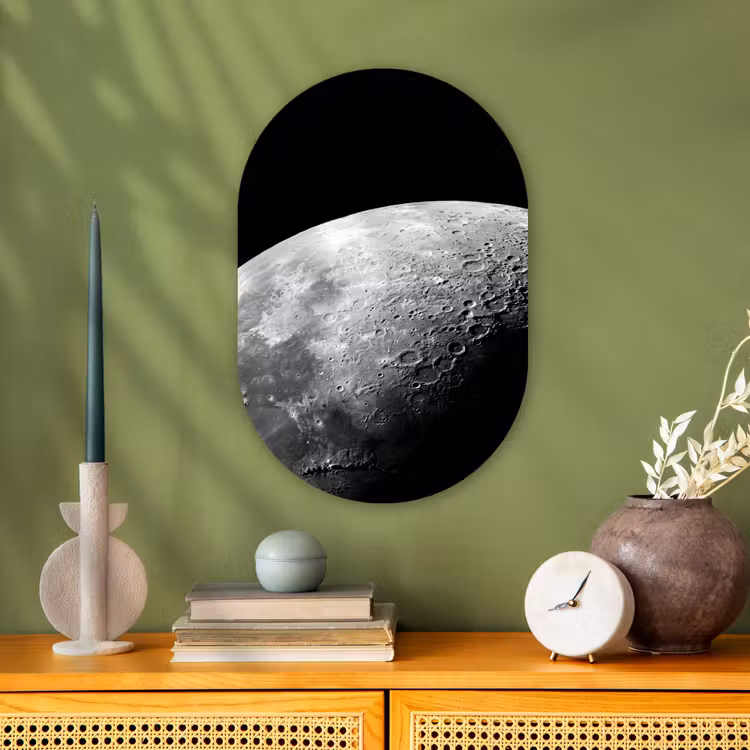 Forexbild Oval - Mond – Krater – Weltraum - Maan - Kraters - Ruimte Wandcirkel Ovaal Forex klein