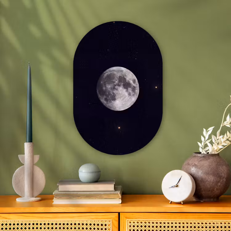 Forexbild Oval - Mond – Sterne – Weltraum - Maan - Sterren - Ruimte Wandcirkel Ovaal Forex klein