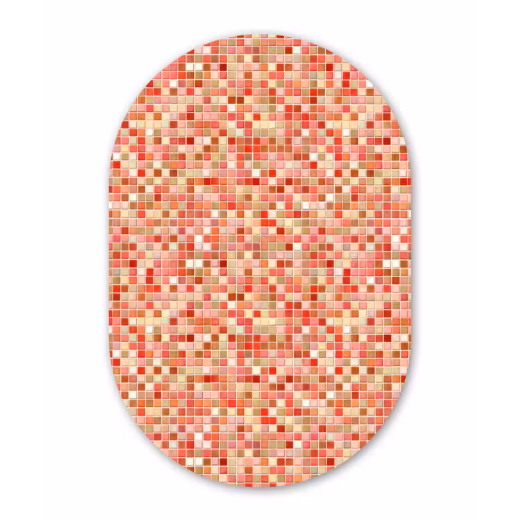 Mozaïek - Tegel - Patroon - Kleurrijk Wandcirkel Ovaal Forex klein 630 -3d