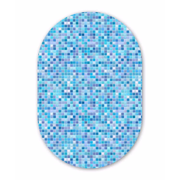 Mozaïek - Patroon - Turquoise Wandcirkel Ovaal Forex klein 630 -3d