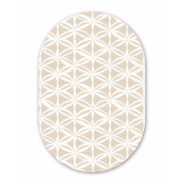 Motief - Modern - Beige Wandcirkel Ovaal Forex klein 630 -3d
