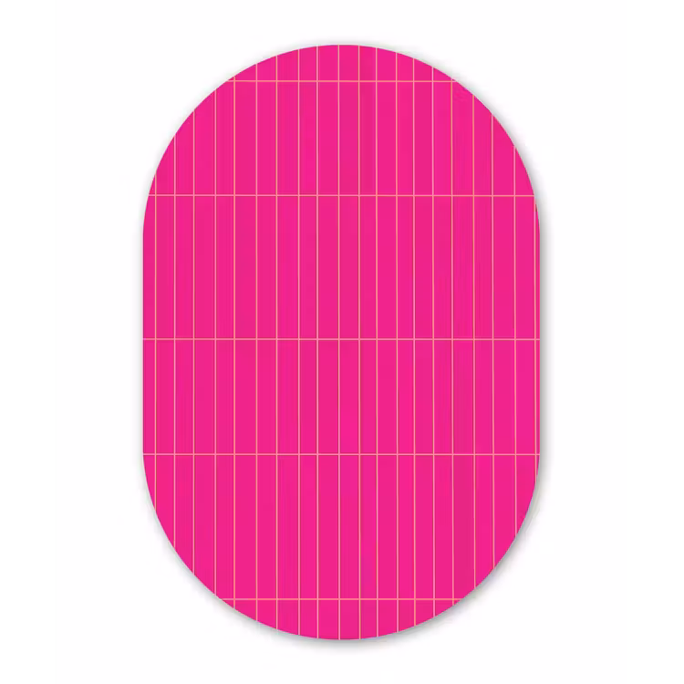 Patroon - Tegel - Magenta - Roze Wandcirkel Ovaal Forex klein 630 -3d