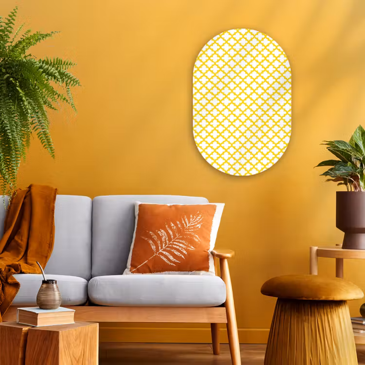 Patroon - Geometrisch - Klassiek - Geel Wandcirkel Ovaal Forex klein 630 -sfeer4