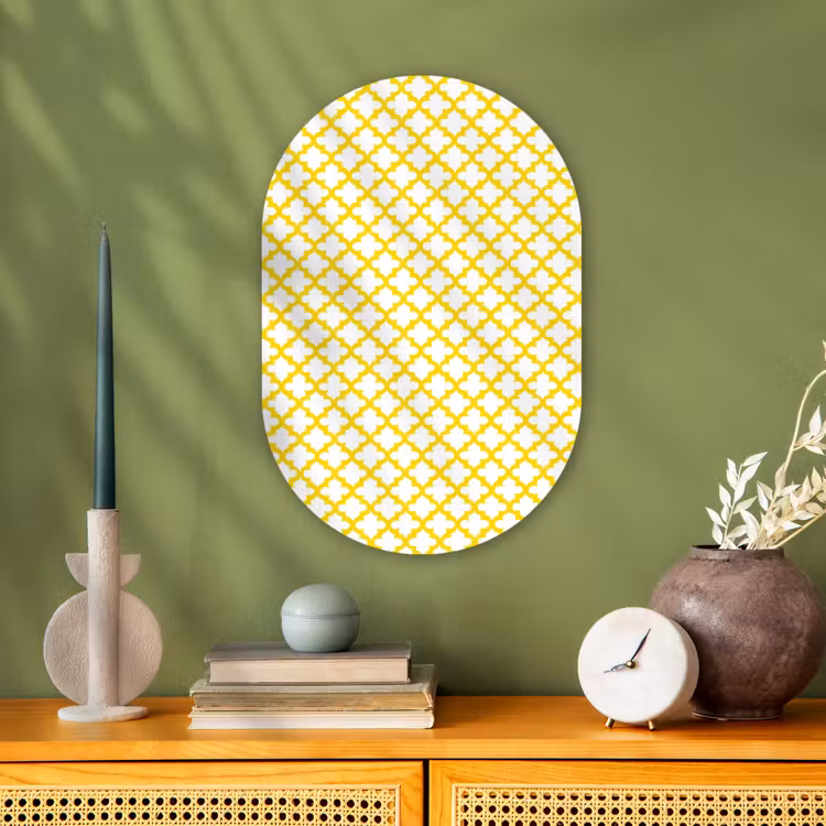 Patroon - Geometrisch - Klassiek - Geel Wandcirkel Ovaal Forex klein 630 -sfeer2