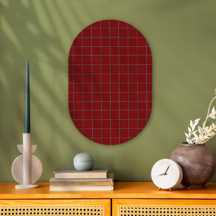 Patroon - Tegels - Burgundy Wandcirkel Ovaal Forex klein 630 -sfeer2
