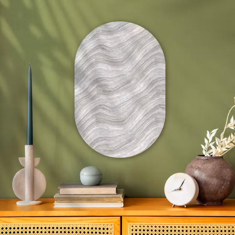 Patroon - Helder - Wit - Grijs Wandcirkel Ovaal Forex klein 630 -sfeer2