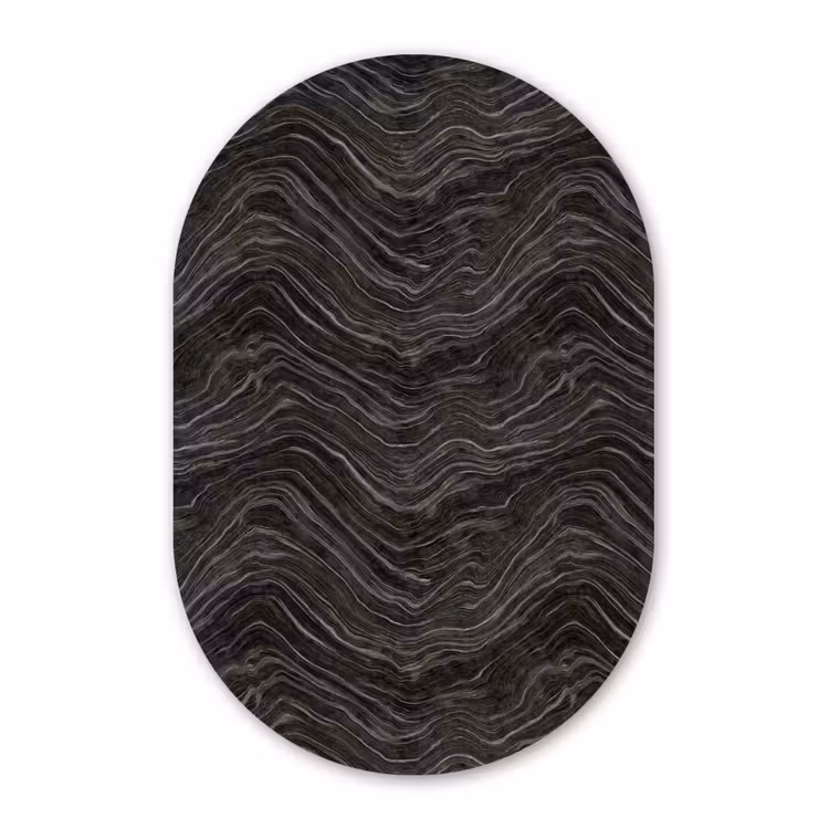 Patroon - Contrast - Antraciet Wandcirkel Ovaal Forex klein 630 -3d