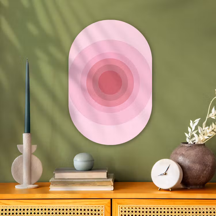 Patroon - Cirkels - Abstract - Roze - Modern Wandcirkel Ovaal Forex klein -sfeer2
